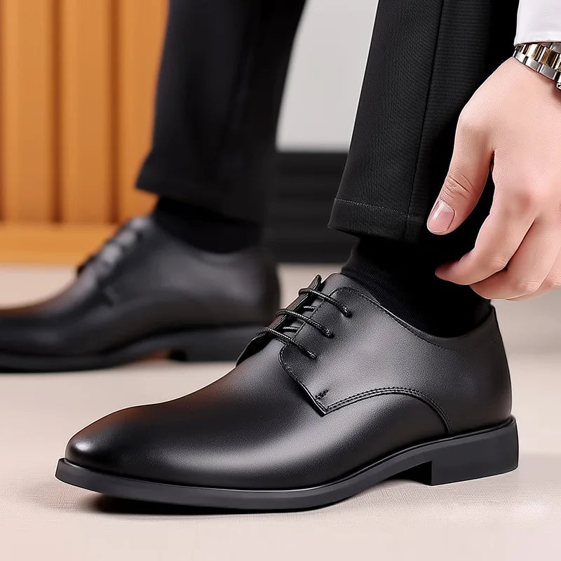 High Quality Mens Dress Shoes Fashion Pointed Toe Business Casual Shoes for Men White Leather Oxfords Shoes Zapatos De Hombre