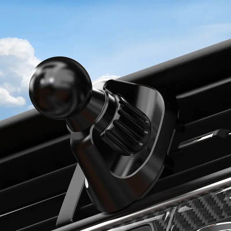 Base de tête à bille sphérique de 17 mm noire avec une finition mate élégante et un serre-ajustable réglable pour la fixation sur grille d’aération de voiture.
