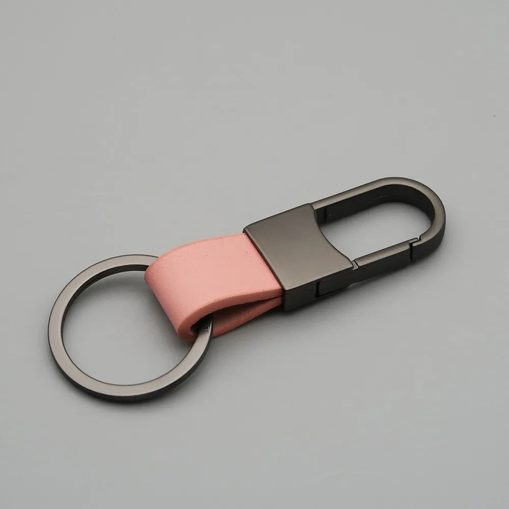 Alloy Leather Fur Keychain Anti-Lost Durable Leather Waist Hanging Key Chain Multifunctional Carabiner Holder