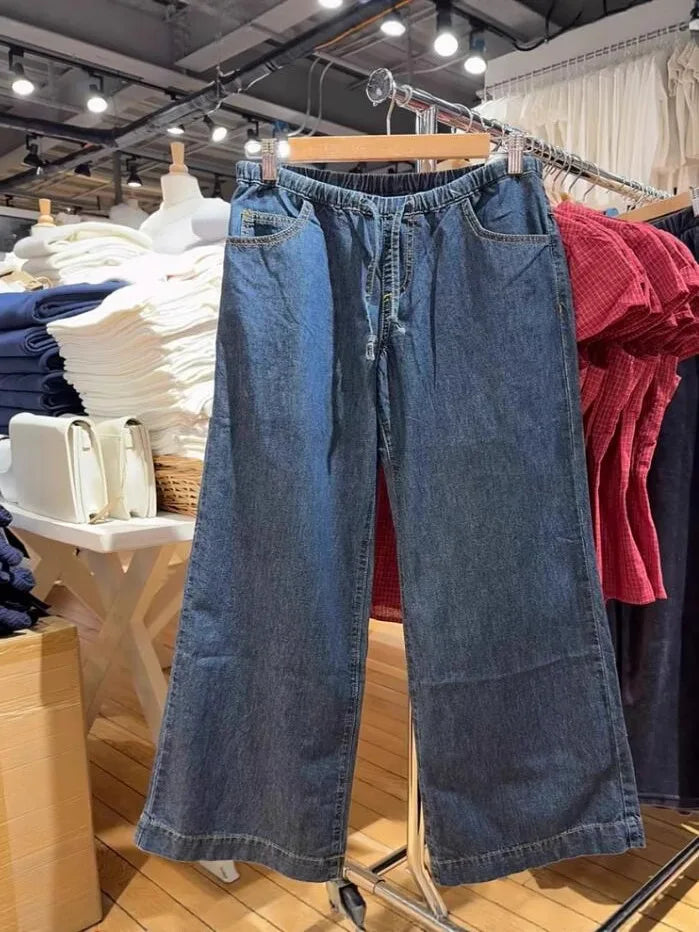 Simple Basic White Jeans Women Summer Back Pockets Cotton Straight Denim Long Pants Female Casual Vintage All-match Trousers Y2K