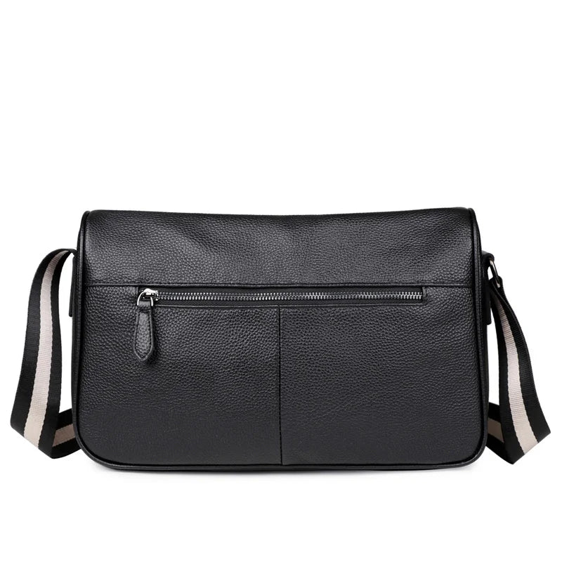 Genuine Leather Men's Casual Crossbody Bag, Fashionable and Versatile Shoulder Bag, Large Capacity Business Casual Commuter Bag, Can Hold Ipad, Water Bottle, Documents, Etc., Suitable for Daily Outings, Office Work and Travel