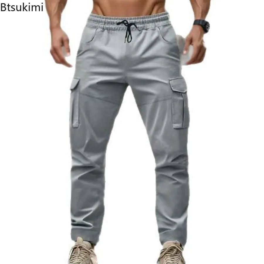 2026 New Men's Multi Pocket Workwear Pants Vintage Casual Straight Pants Drawstring Sweatpants High Street Hip Hop Pants for Men