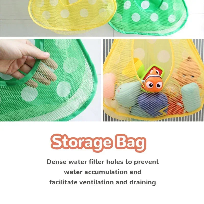 Baby Shower Bath Toys White Baby Kids Toy Storage Mesh with Strong Suction Cups Toy Bag Net Bathroom Organizer for Kids Toddlers