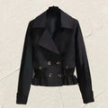 2026 New Collection Women's Short Trench Coat British Style Lapel Double-Breasted Drawstring Waist Jacket Autumn Casual Outwear