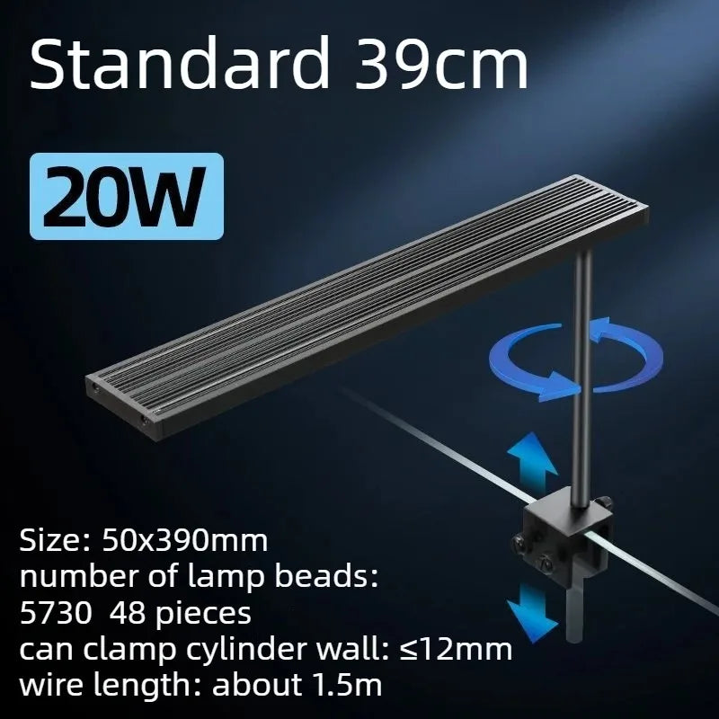 LED Aquarium Lamp Full Spectrum Aluminum Alloy Rotatable Fish Tank Light Aquatic Plants Clip-on Aquatic Lamps Fishbowl Lighting