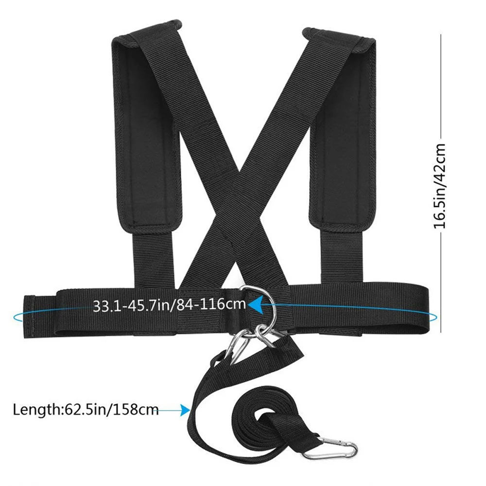 Sled Pulling Harness, Tire Pulling Harness with Pull Strap Resistance Training, Adjustable Padded Shoulder Strap Harness Trainer