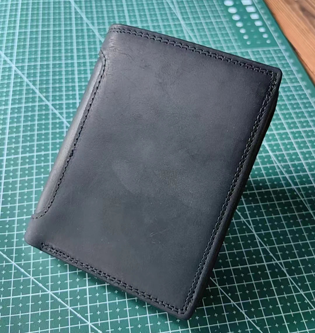 Genuine Leather Wallet for Men Mini Money Bags Short Purse Credit Card Holder Cash Coin Pocket Male Small Solid Standard Wallets