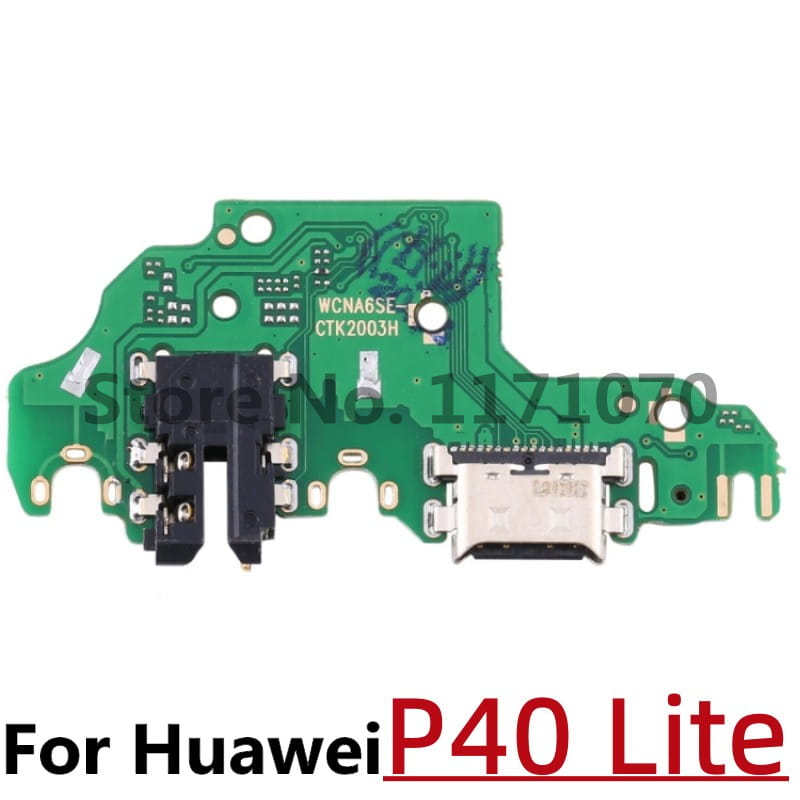 Green circuit board with black usb-c port and silver charging connector for huawei p40 lite designed as a p20 p30 charging port flex cable replacement.
