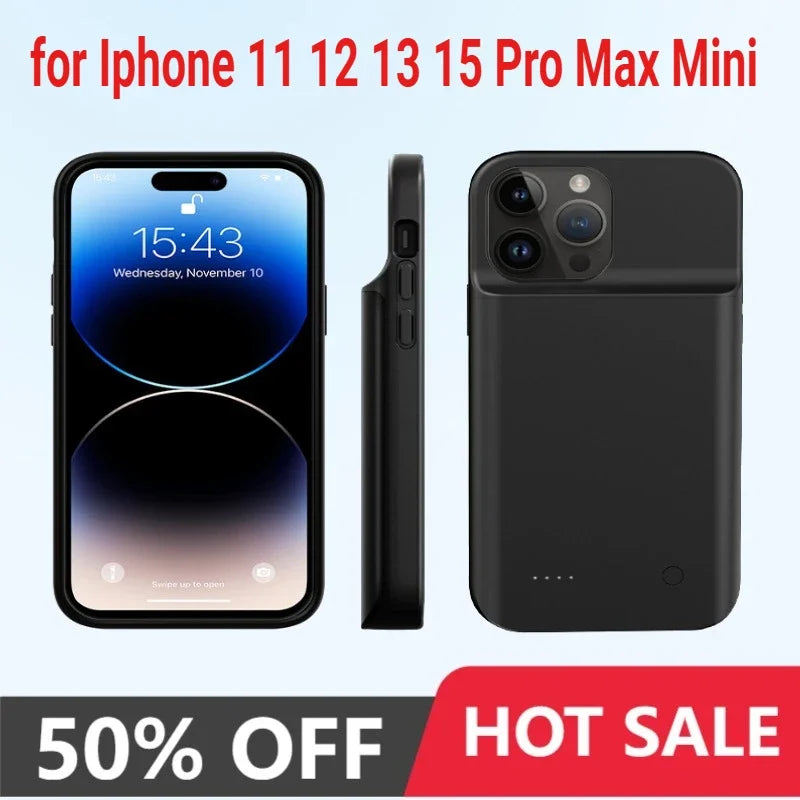 10000mAh Battery Case for Iphone 12 11 13 15 Pro Max Mini Power Bank Charger Cover for IPhone X S Max XR 7 8 6S Plus SE2020 Case