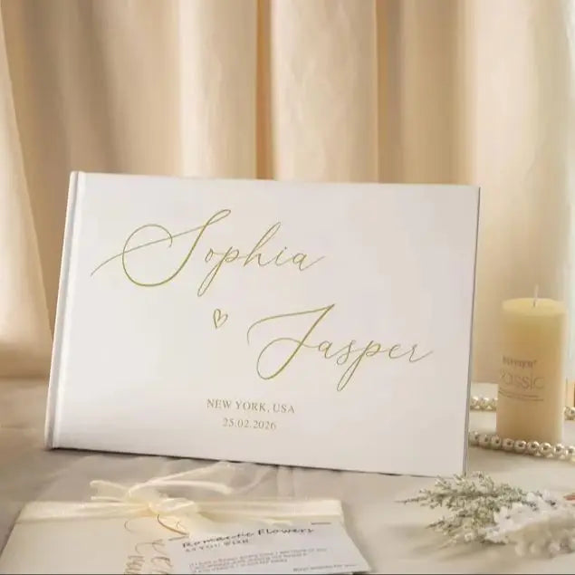 Wedding Guest Book And Photo Signature Album，Customizable with Couple'S Names And Wedding Date