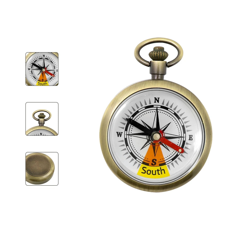 Outdoor Compass Camping Hiking Portable Pocket Brass Gold Color Zinc Alloy Material Compass for Travel