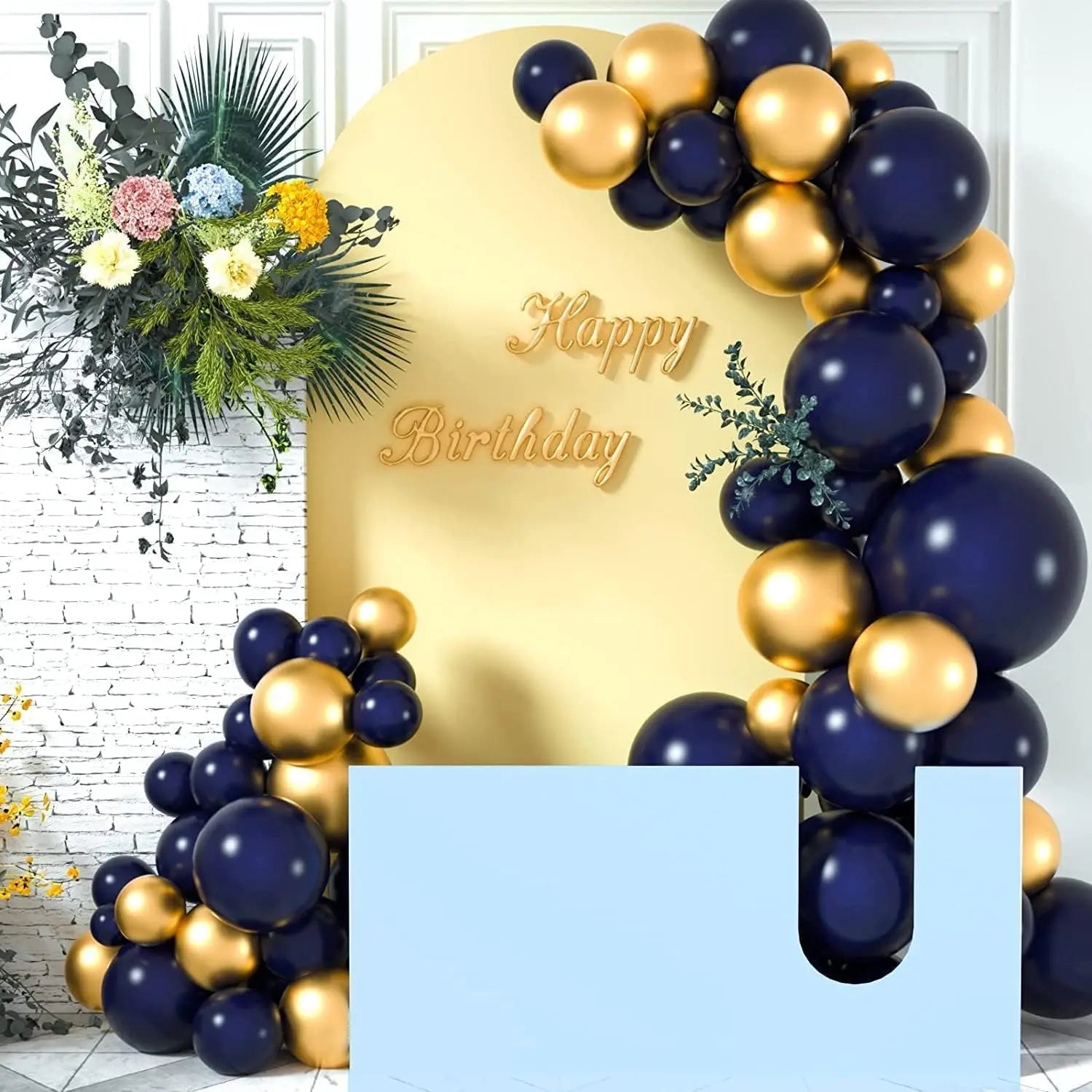 40Pcs Navy Blue and Gold Balloons Metallic Gold balloons for Anniversary Wedding New Year Birthday Party Graduation Decorations
