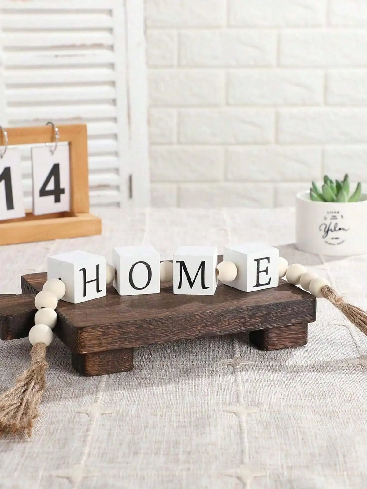Wooden  Letter Bead Tassel Garland Creative Hemp Rope Tassel Beaded  Home Decor Wreath Modern Living Room Bedroom Ornament