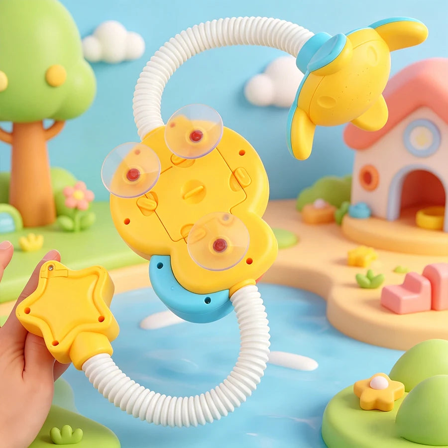 Baby shower toy with water spray, duckling flower model, rotating faucet, electric shower, water spray, swimming, baby shower to