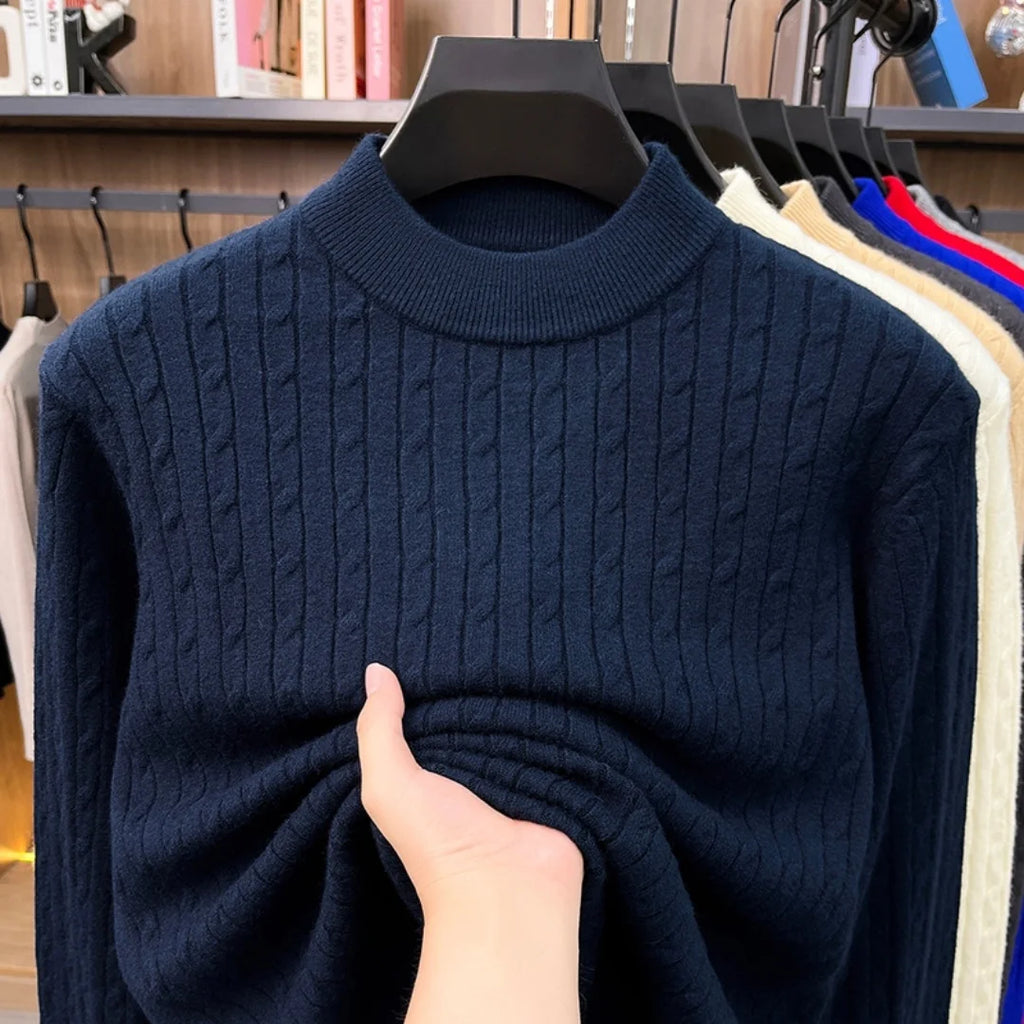 Men's Long Sleeve Cable Knit Sweater Crewneck Pullover Casual Warm Autumn Sweatshirts Knitwear Jumpers Tshirt for Men Streetwear