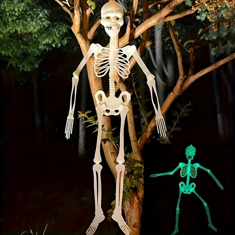 Halloween Luminous Hanging Skeleton Party Decoratio Home Outdoor Yard Garden Movable Ornament Glow In The Dark Fake Skull Design