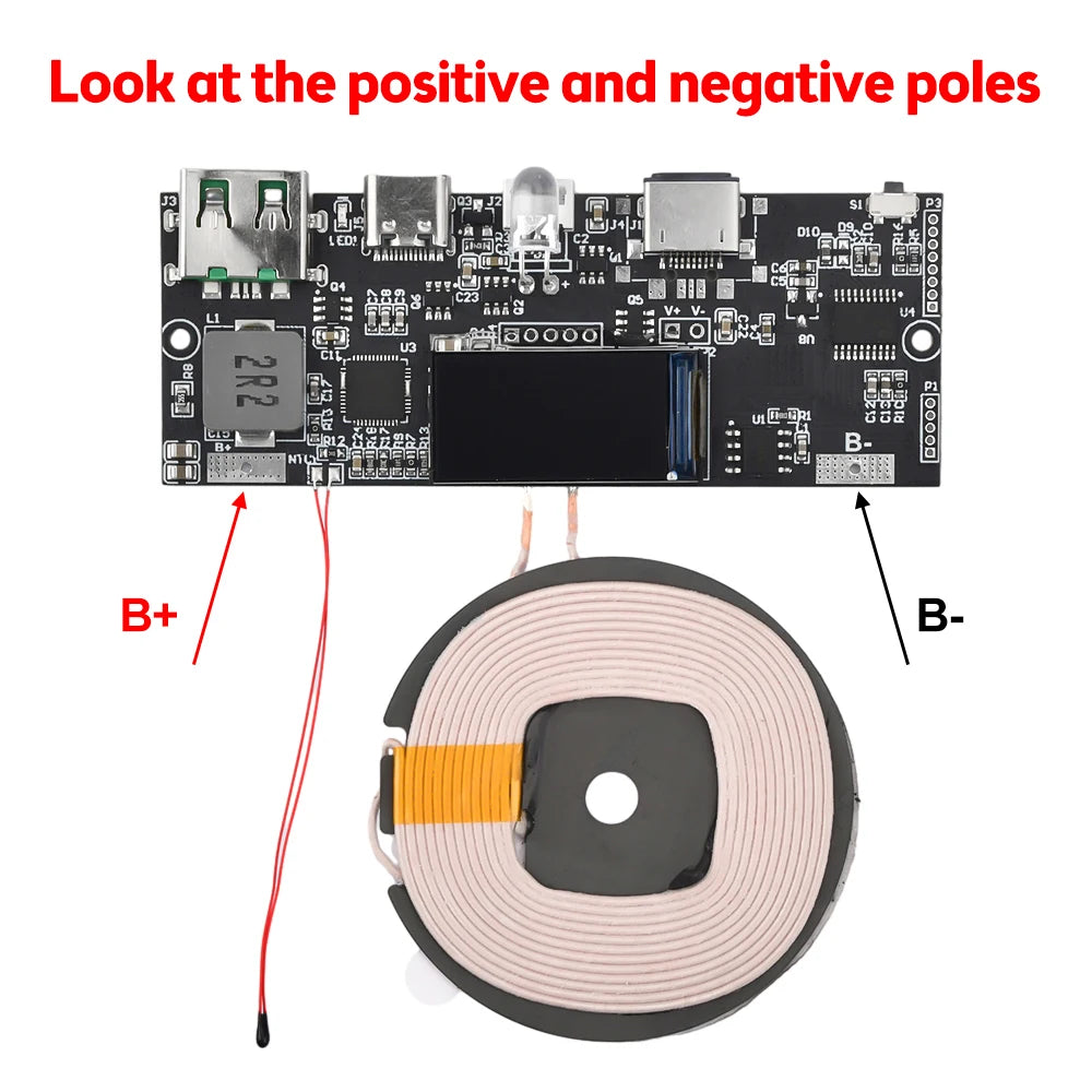 22.5W Fast Charging Wireless Charger Module Support SCP VOOC High Current Output Type-A USB QC PD PPS Protocols