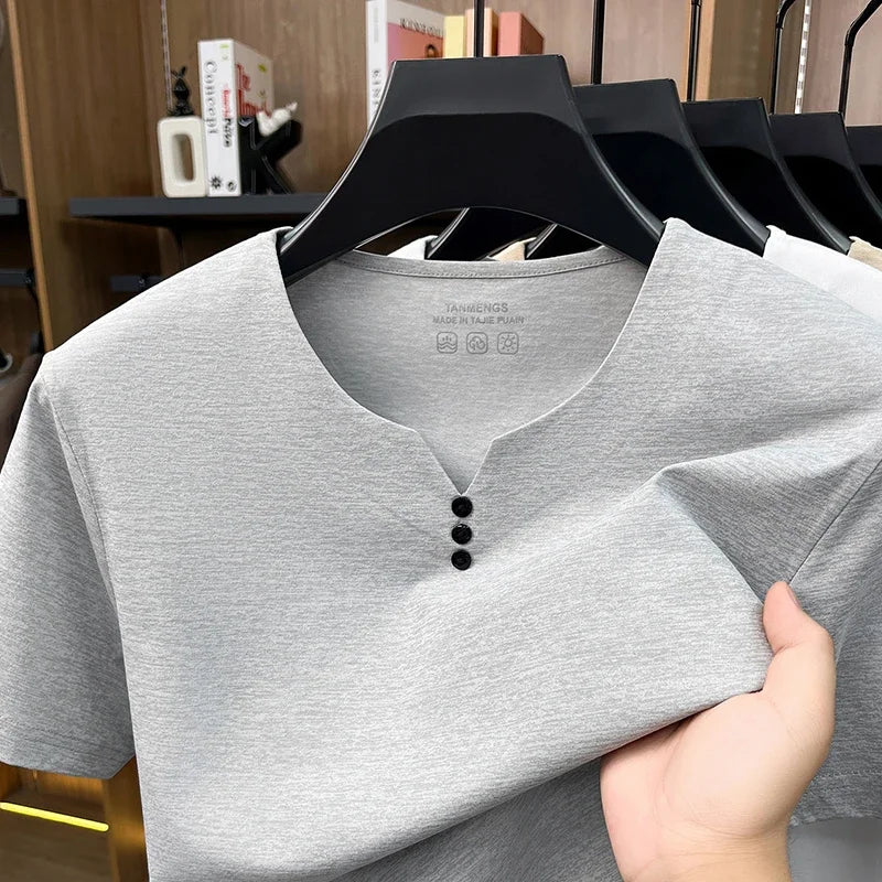 Mens Henley Neck T Shirts Short Sleeve Casual Soft Breathable Comfortable Fashion Tops for Men Daily Wear Summer Streetwear