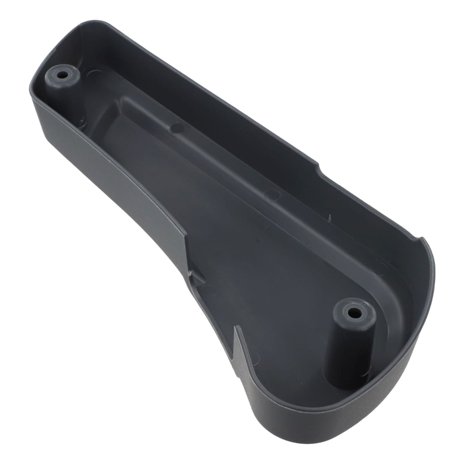 Black plastic car door handle cover with molded contours and two circular mounting holes for Fiat Ducato driver seat panel 60911360.