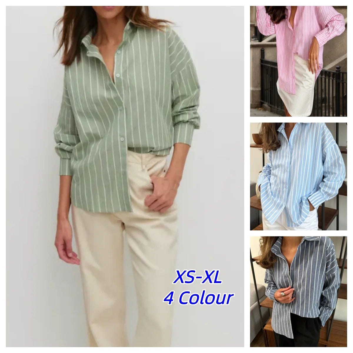 2026 Summer New Women Chiffon Blouse Casual Loose Turn Down Collar Classic Striped Shirts Versatile Long Sleeved Old Money Shirt