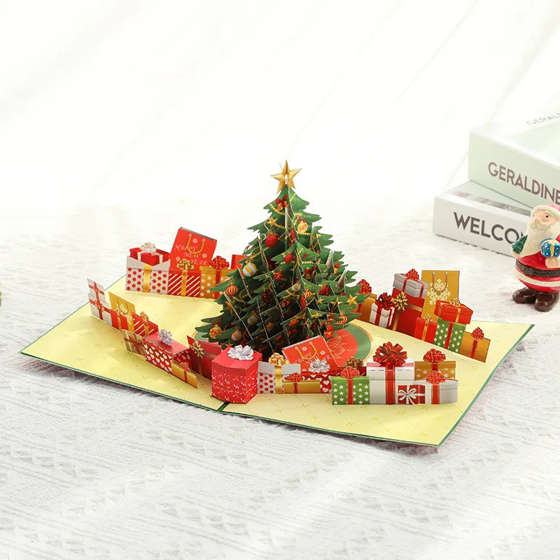 Christmas Greeting Card with Music and Lights Colorful Christmas Tree 3D Creative Gift Blessing Message Foreign Trade Thank You