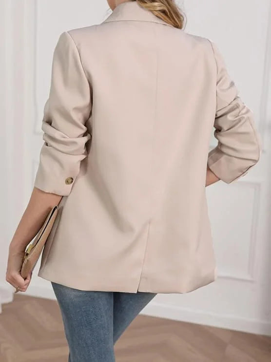Women's Casual Drapey Blazer Jacket Slimming High-Rise Commute Elegant Style Small Tailored Coat