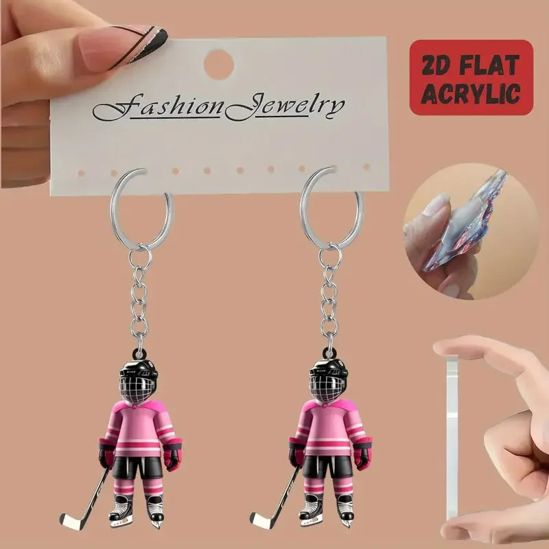 1/5 Hockey Player Keychains - Perfect for Backpacks, Car Decorations - Ideal Gift for Hockey Enthusiasts and Young People