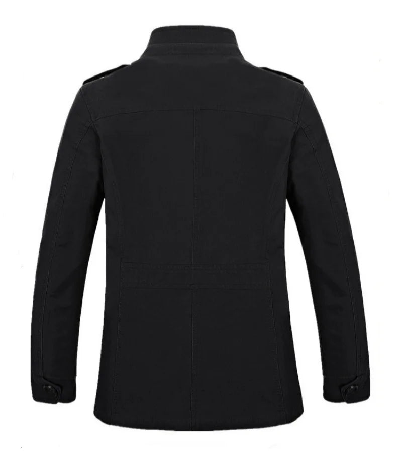 Spring and Autumn New Men's Casual Cotton Trench Coat Mid-Length Jacket Fashion Middle-Aged Business Coat