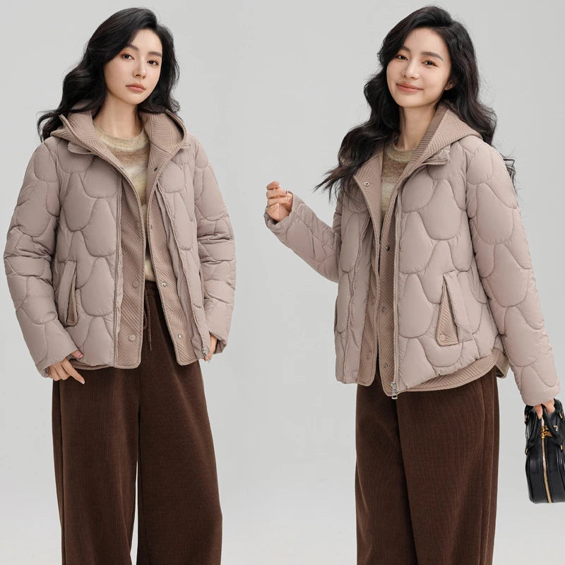 Winter New Fashion Cotton-Padded Jacket Women Small Slim Hooded Solid Parkas Girls Warm Coat Down Sustans Jackets Overcoat
