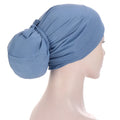 New Faon Women Spring Autumn Warm Hat Solid Color Tie-Wrap Headscarf Cap Outdoor Soild Female Muslim Hijabs Women Beanies