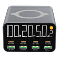 80W/120W 8 Ports Charger station Digital Display USB Type C With Wireless Charger PD QC3.0 Quick Charger For Laptop Tablet Phone