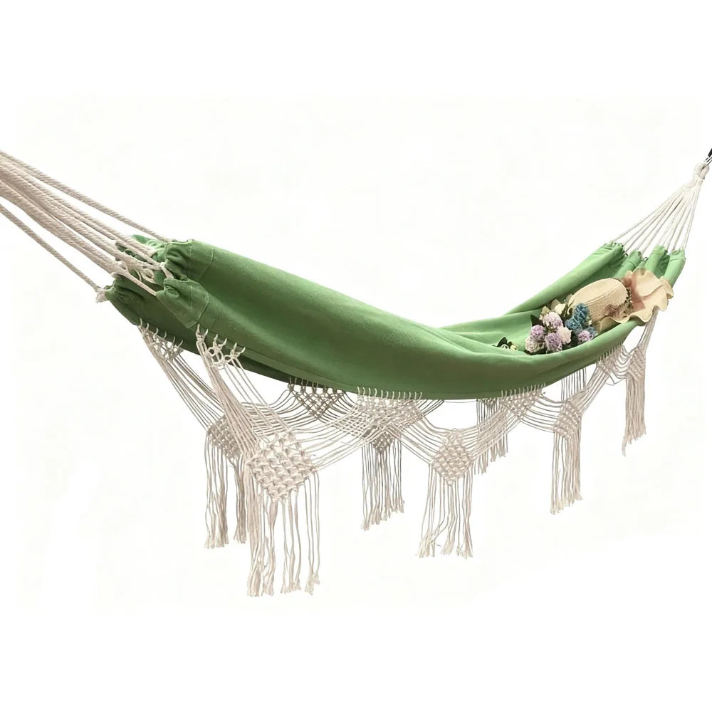 Outdoor camping hammock - Beach widened double swinging hammock - Bohemian style travel suspended swing hammock