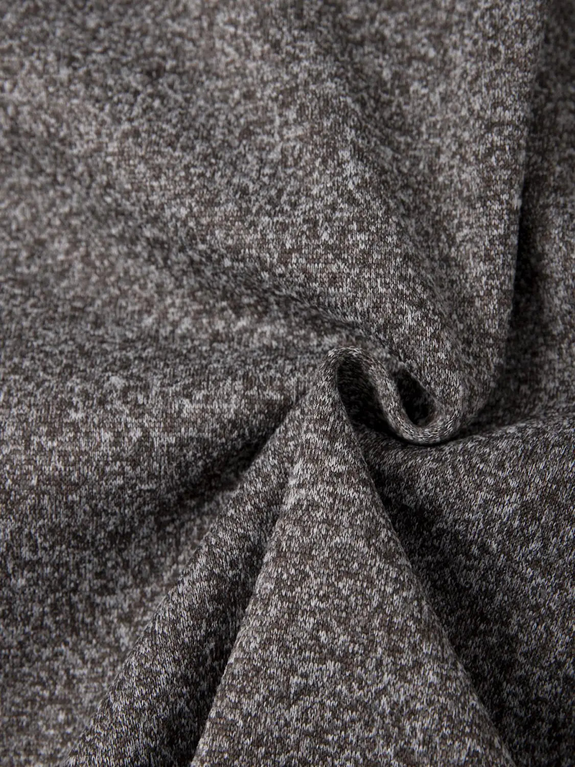 men’s fleece lined knit hooded jacket in soft heathered gray knit fabric with a textured slightly fuzzy surface