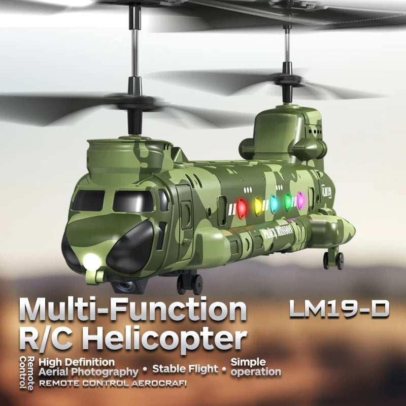 2025 LM19-D Chinook Helicopter 2.4g Remote Control Aircraft Hd Aerial Photography Of Children'S Military Toy Model Xmas Gift Toy