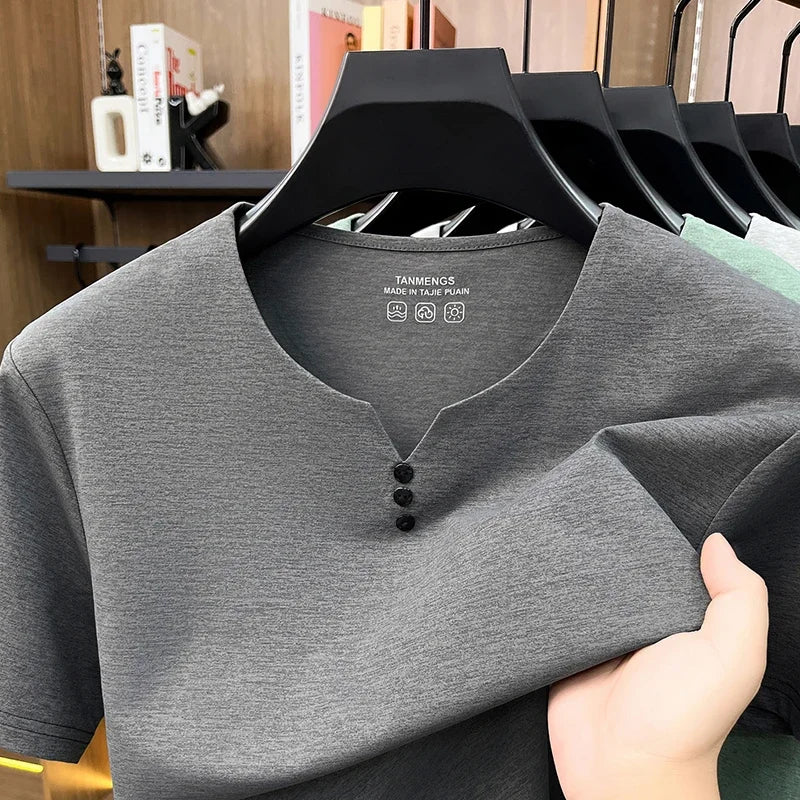 Mens Henley Neck T Shirts Short Sleeve Casual Soft Breathable Comfortable Fashion Tops for Men Daily Wear Summer Streetwear