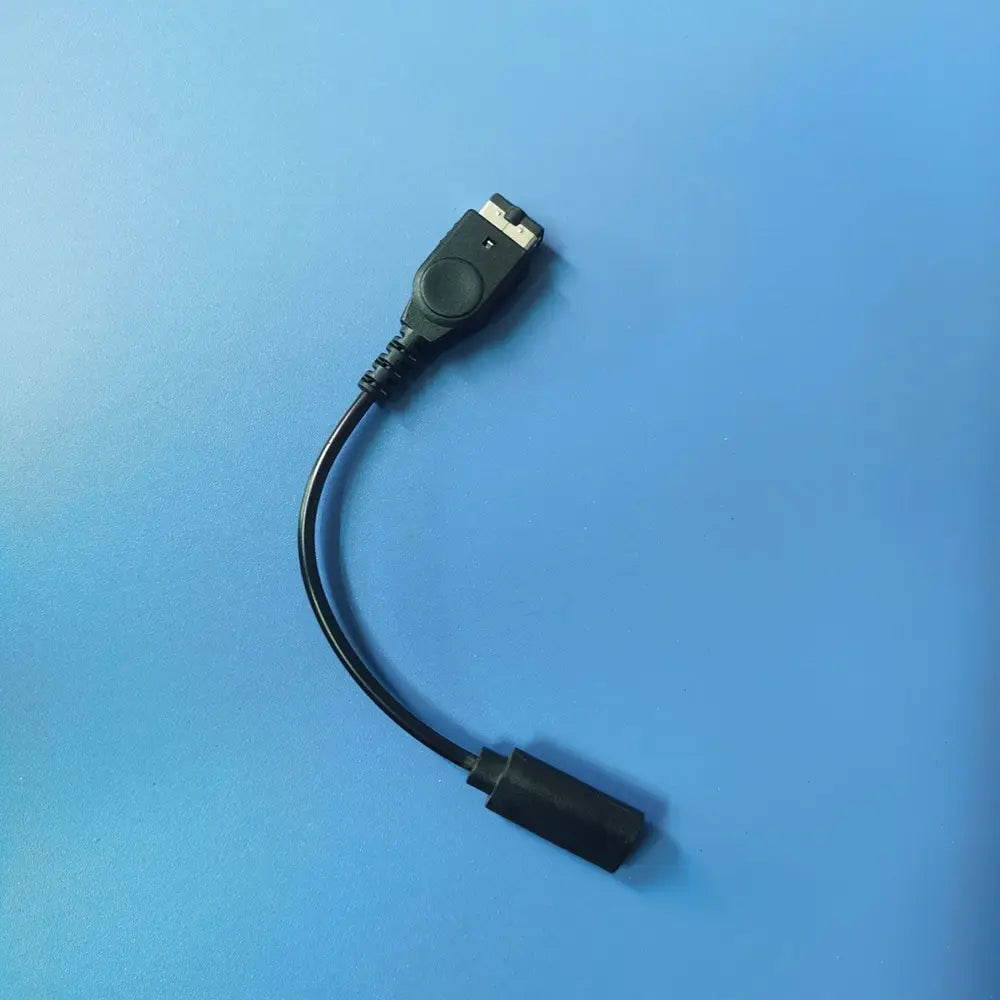 Black plastic usb-to-usb adapter cable with a curved design for gba sp gameboy usb charger cable black compatible with game console and gameboy ds game.