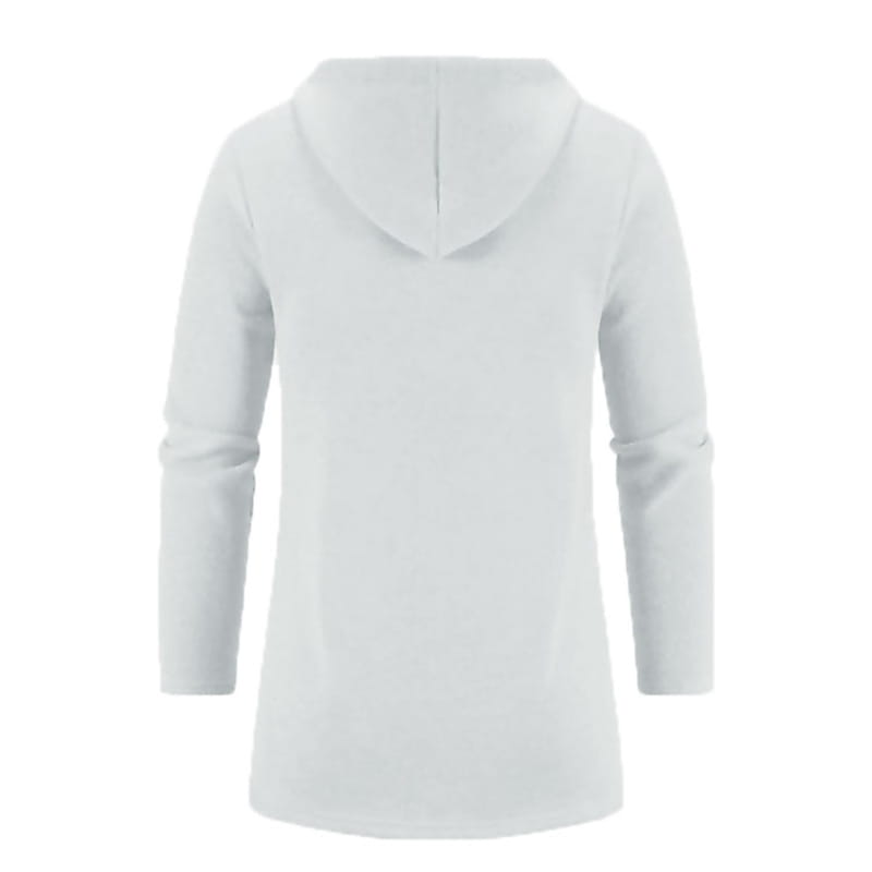 Sudadera con cremallera extragrande para hombre de manga larga y capucha en color blanco, con un diseño sólido simple, ideal para uso como chaqueta de invierno.