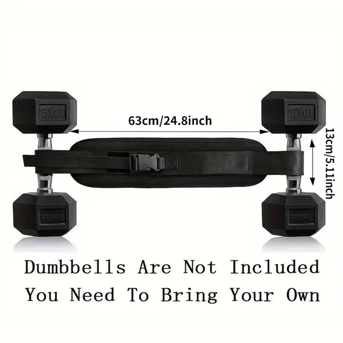 cinturón de pesas ajustable negro con cuatro accesorios de mancuerna de 10 kg, diseñado para el entrenamiento de hip thrust con mancuerna con peso.
