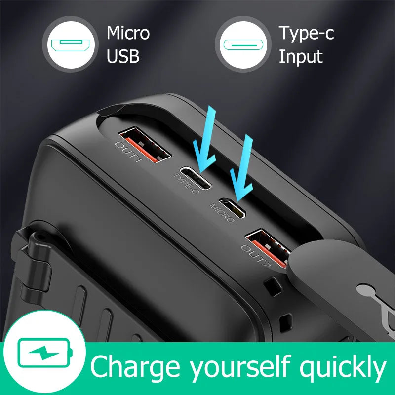 Hand Crank Solar Power Bank for iPhone mobile phones IP66 Waterproof/Dustproof/Shockproof  LED Flashlight & SOS Emergency Light