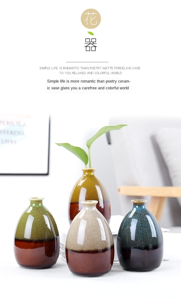 matte porcelain flower glaze ceramic vases with gradient glazes in earthy tones for home decor