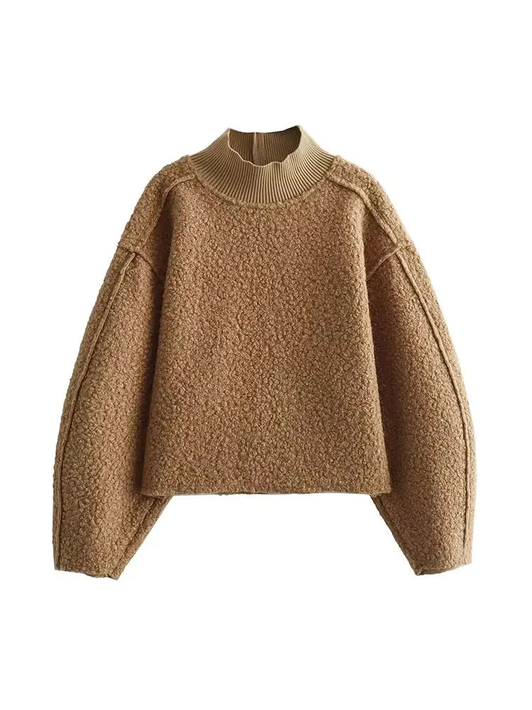 HH Sweatshirts For Women Autumn Casual Loose Turtleneck Long Sleeve Pullover Sweater Female Fashion Chic Top Pullovers