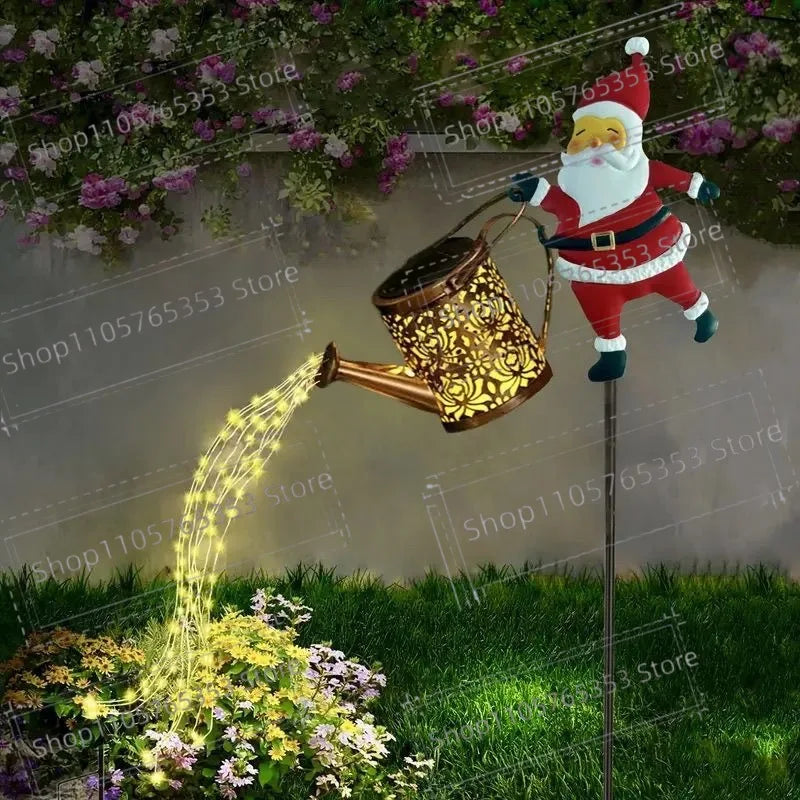 Christmas Solar Kettle Lights Garden Lawn Decorations Santa Claus Kettle Ground Lamp Solar LED Night Lights Xmas Outdoor Decor
