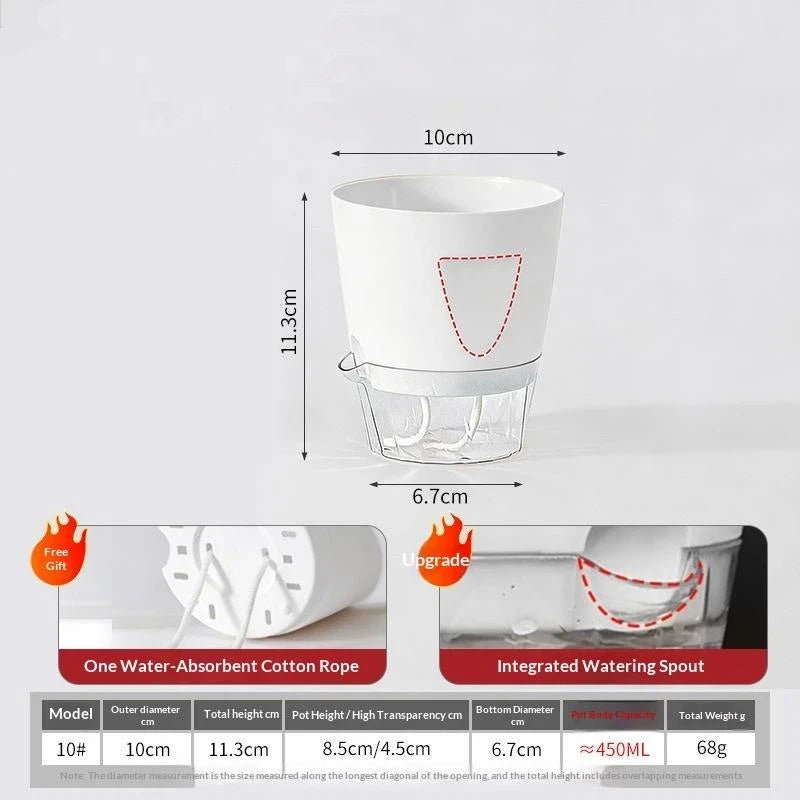 Self Watering Plant Pots Indoor Modern Plastic Planters For Orchid Succulent Herb Flower Home Office Decor