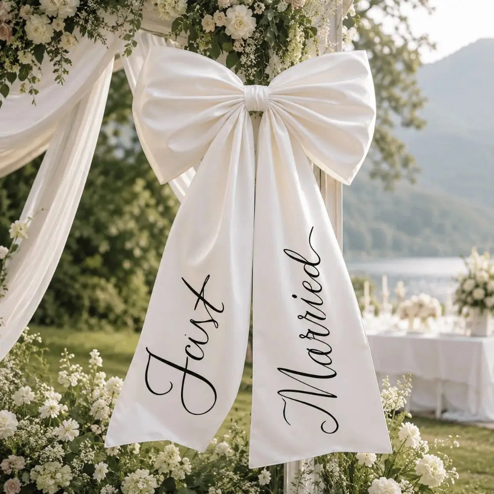 Elegant Large Size Wedding Car Bow Lovely Style Elegant Car Ribbon Bow Wedding Photo Prop Just Married Car Decor Wedding Day