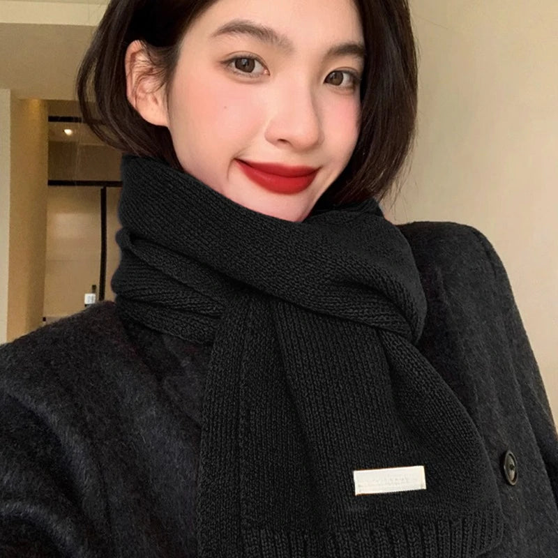 2024 New Knitted Red Scarf Women Winter Simple Classic Solid Color Wraps Men Couple Scarf New Soft Warm Thermal Wool  Muffler