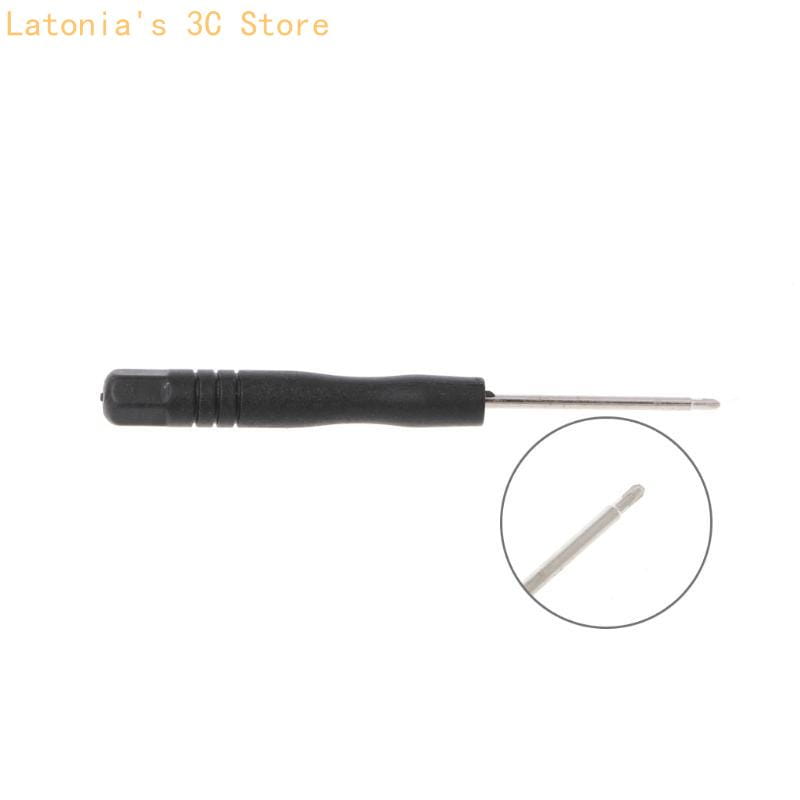 black-handled precision screwdriver with slender metallic shaft and rounded tip used for ribbon cable and power switch cable installation in controller set
