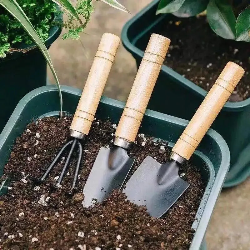 3pc/1Set Mini Gardening Tool Set Digging and Weeding Garden Tools Flower and Plant Bucket Tools Shovel and Rake with Handle