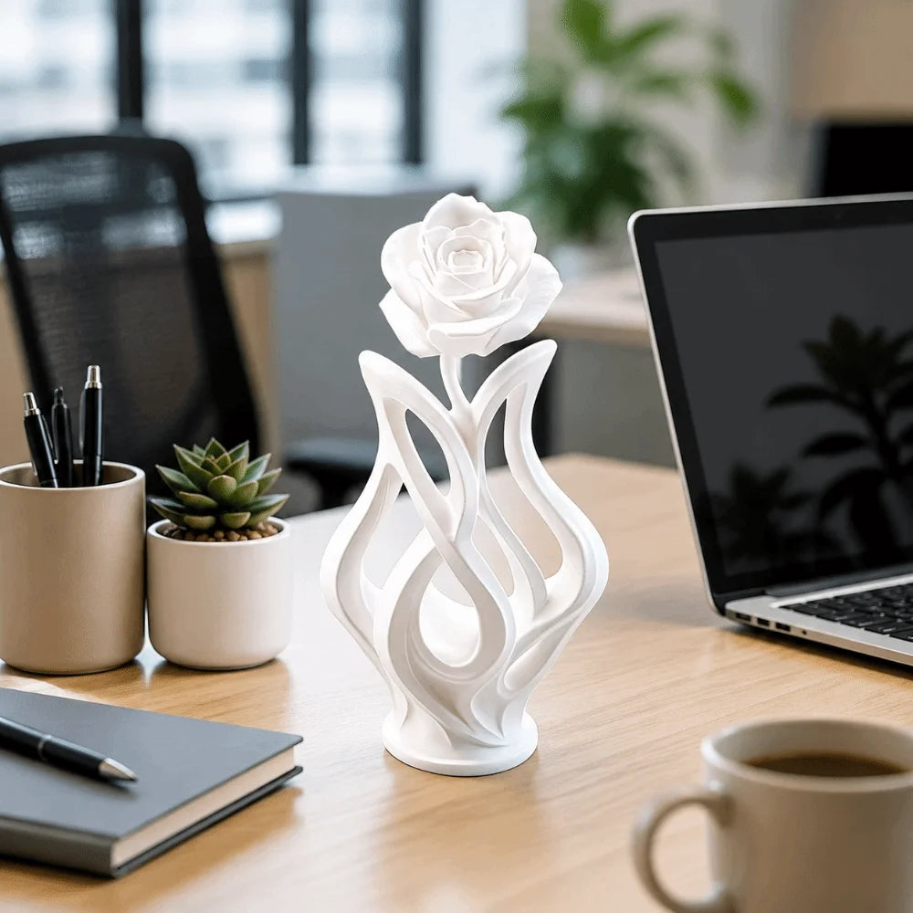 Elegant Hollow Design Rose Sculpture Modern Style Scandinavian Style Abstract Art Ornament Figurine Art Ornament Home Decor