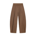 Women Wide Leg Pants Retro Dark Color Pleated Trousers High Waist Casual Work Office Straight Pants