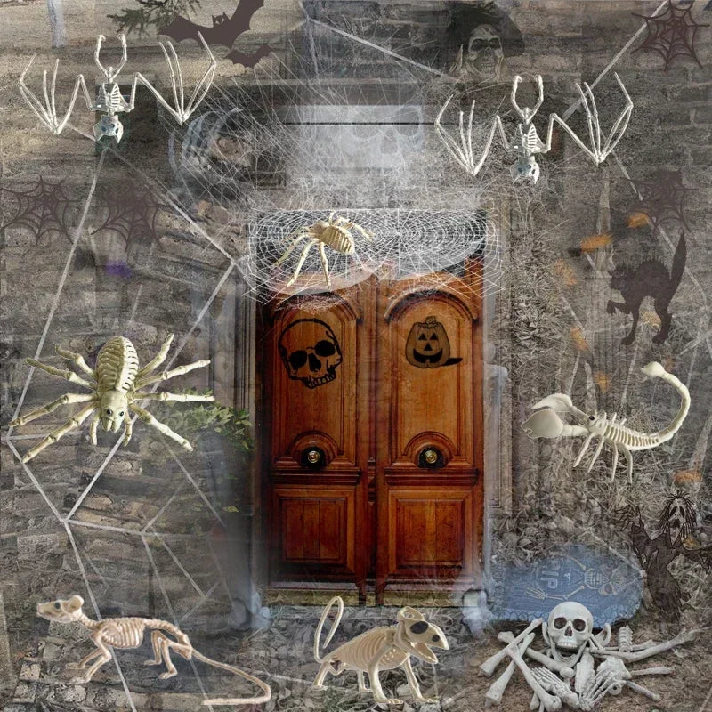 Halloween Decorations-Realistic Skeleton Props with Bats and Scorpions,Plastic Animal Bones for Haunted Houses,Bars,and Pranks